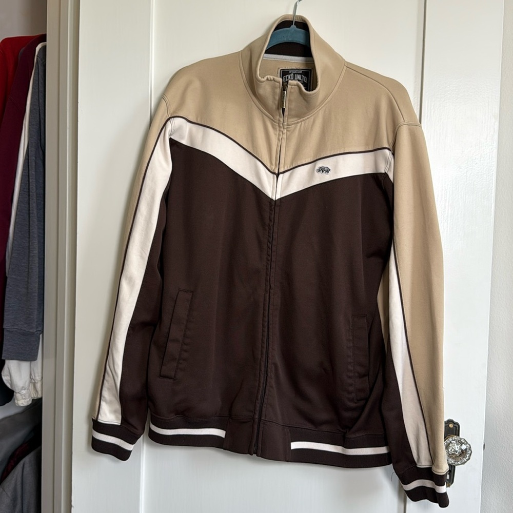 Vintage Y2K Ecko Unltd Brown Tan Track Jacket Men’s Small